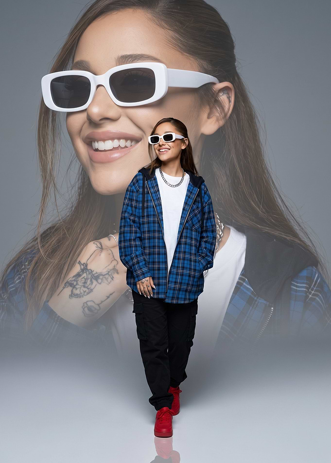 Ariana Grande Wearing Plaid Hoodie
