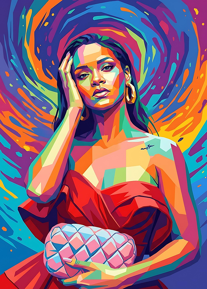 Colorful Pop Art Portrait of Rihanna