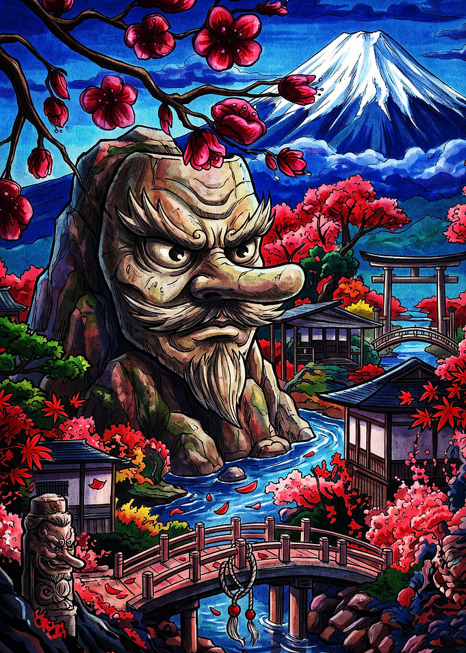 Tengu Mountain Landscape with Mount Fuji