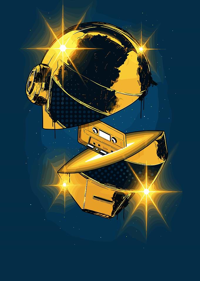 Daft Punk Helmet Cassette Art