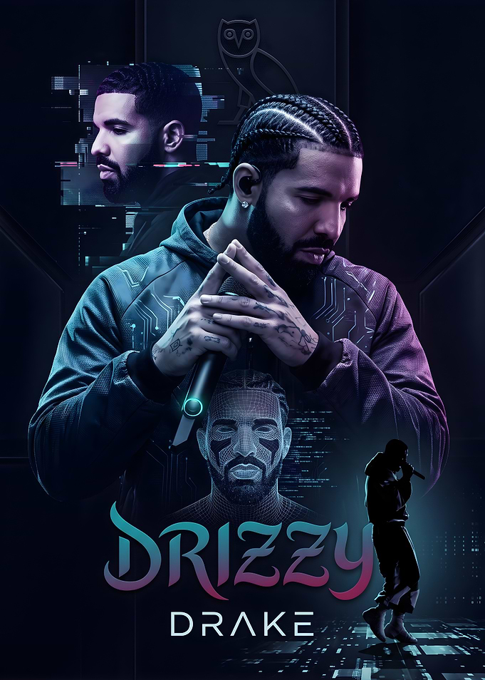 Drake Drizzy Cyberpunk Style Poster