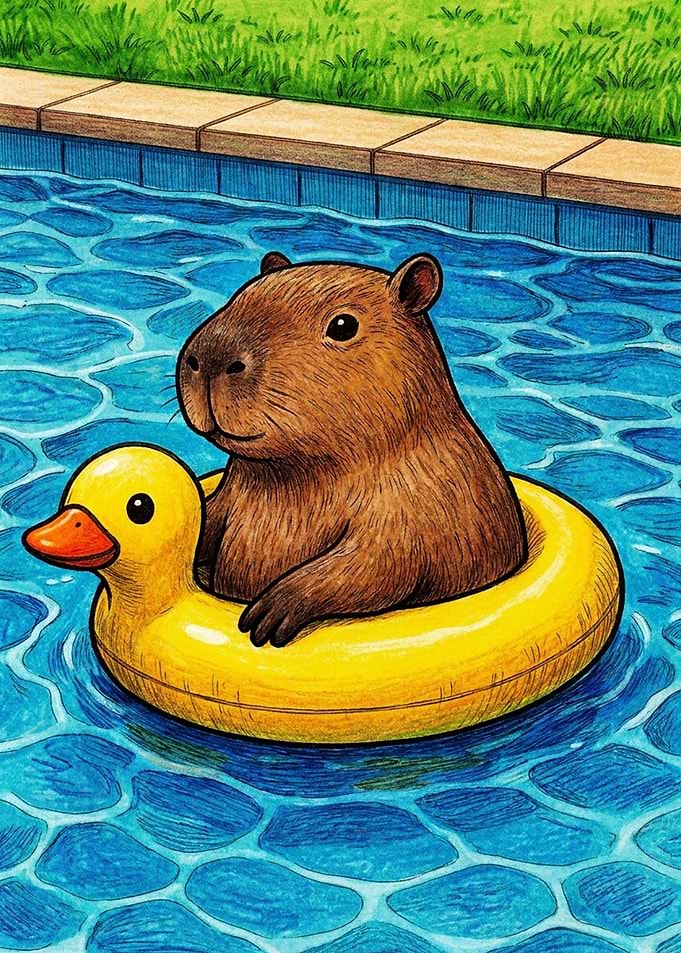 Capybara Floating in Duck Pool Float