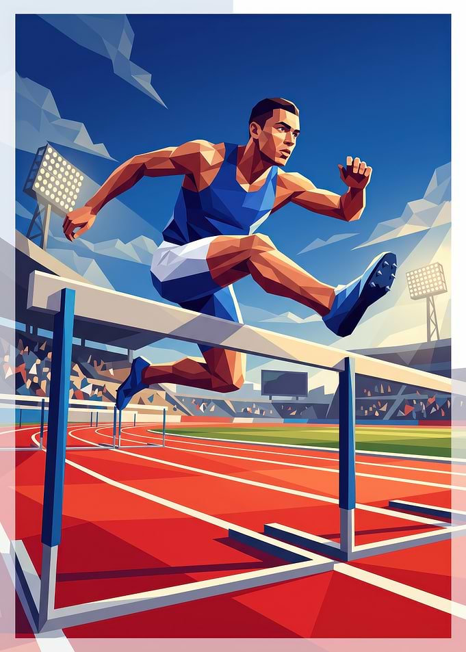 Low Poly Hurdler Athlete