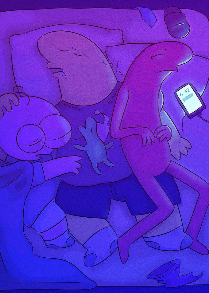 Smiling Friends Characters Sleeping Together