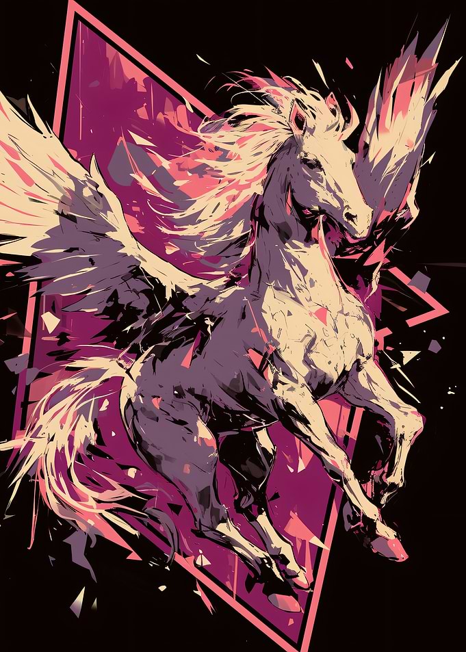 Dynamic Pegasus in Abstract Style
