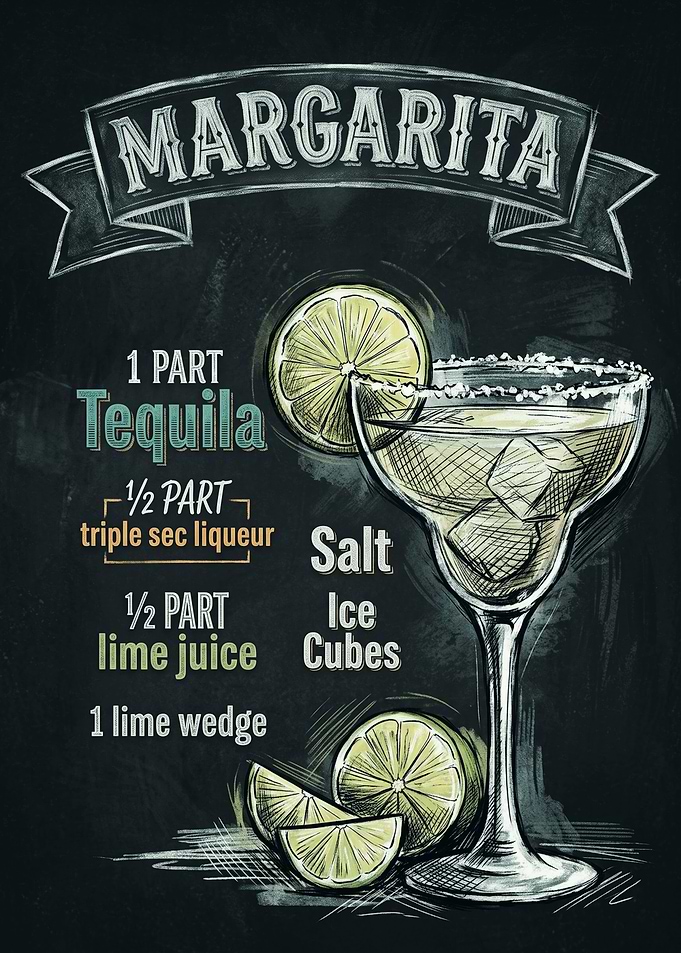 Margarita Cocktail Recipe Chalkboard Art