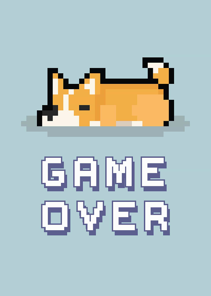 Pixel Art Sleeping Corgi Game Over