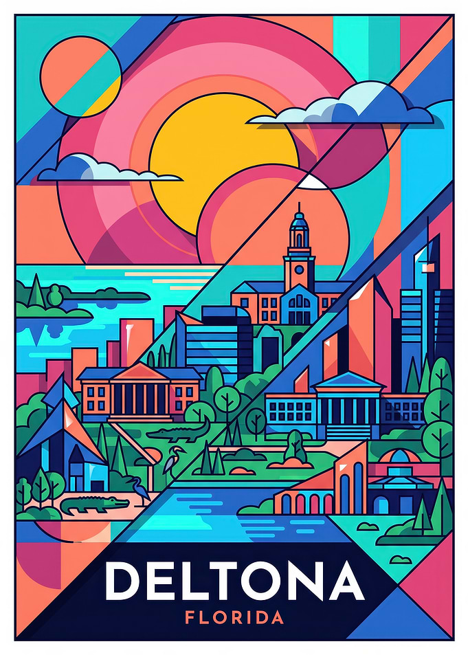 Deltona Florida Geometric Travel Poster
