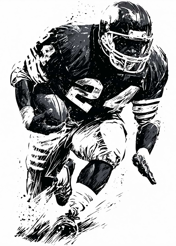 Dynamic American Football Player Illustration