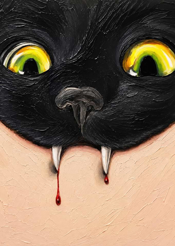 Vampire Black Cat Painting