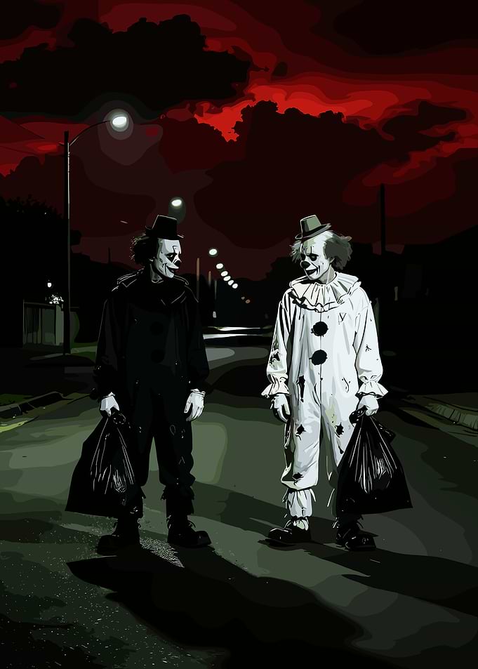 Two Clowns on a Dark Street