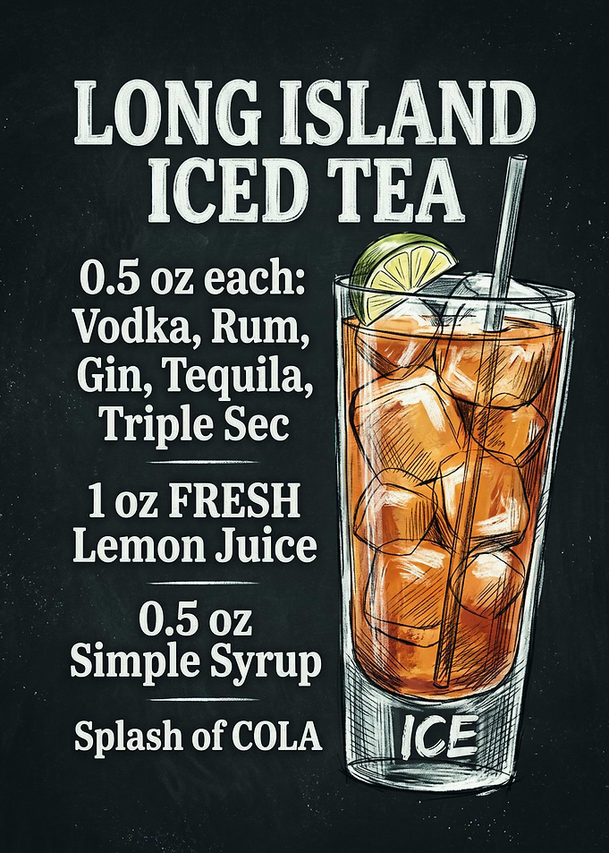 Long Island Iced Tea Recipe Poster