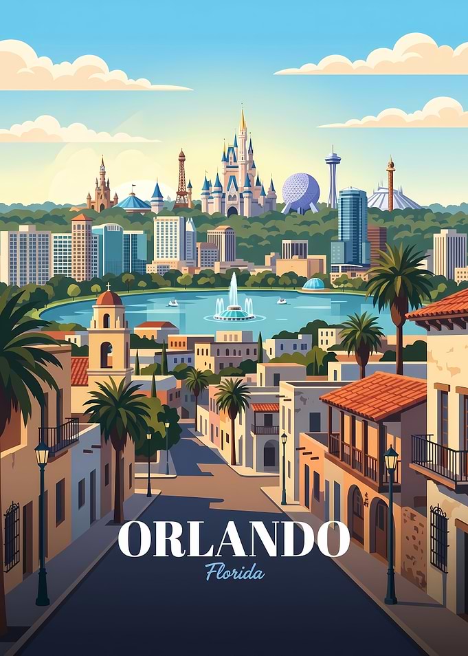 Orlando Florida Travel Poster Illustration