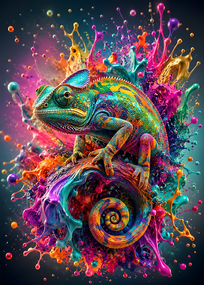 Chameleon Explosion of Graphic Paint