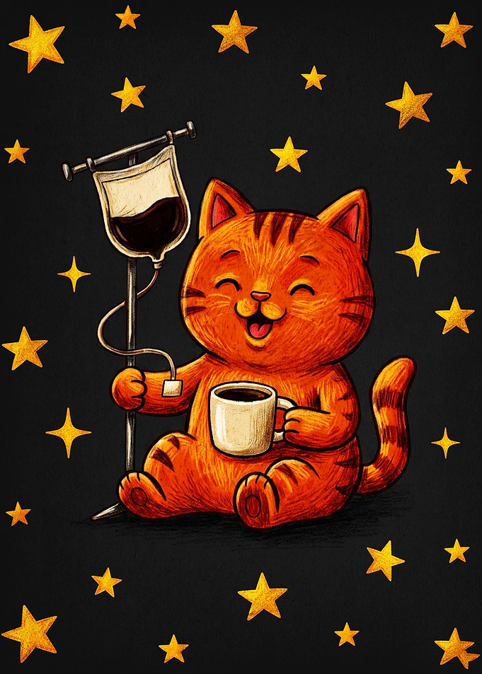 Cute Orange Cat Coffee IV Drip
