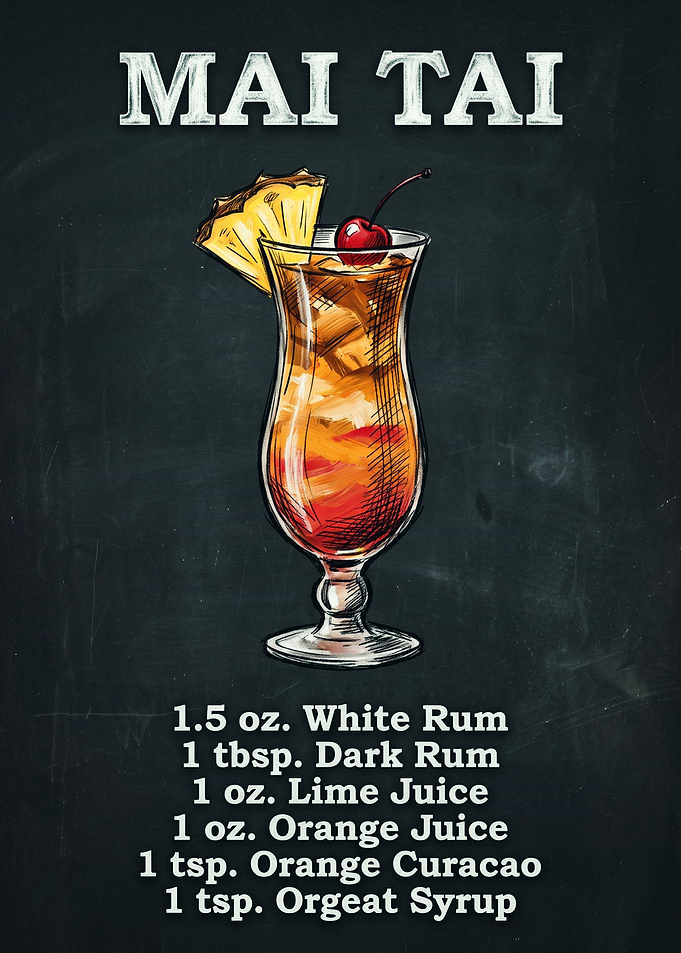 Mai Tai Cocktail Recipe Poster