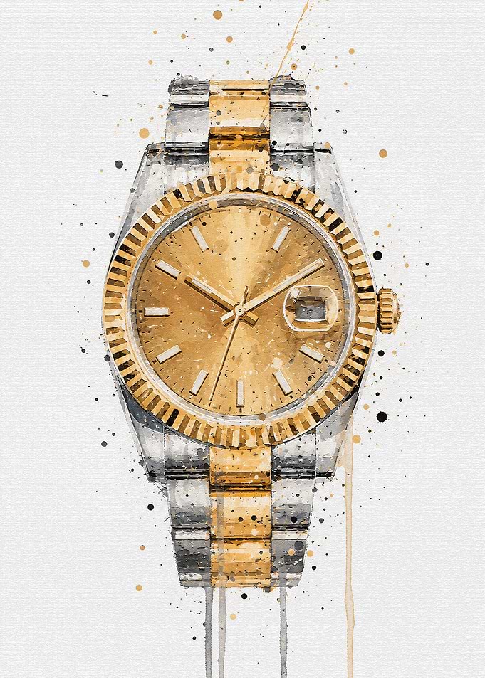 Watercolor Gold and Silver Luxury Watch