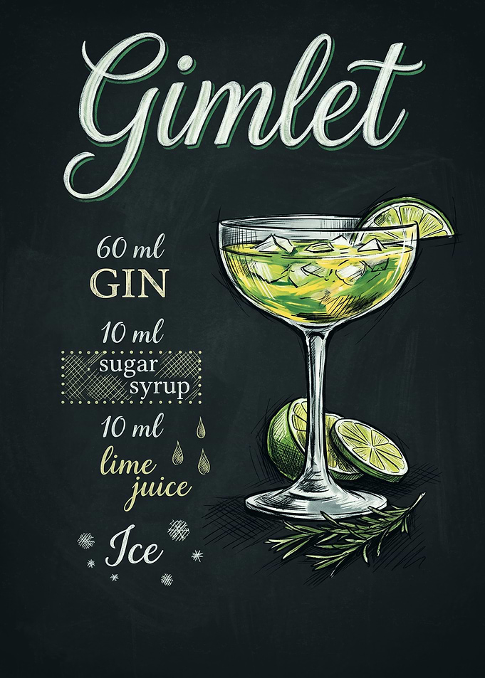 Gimlet Cocktail Recipe Chalkboard Art