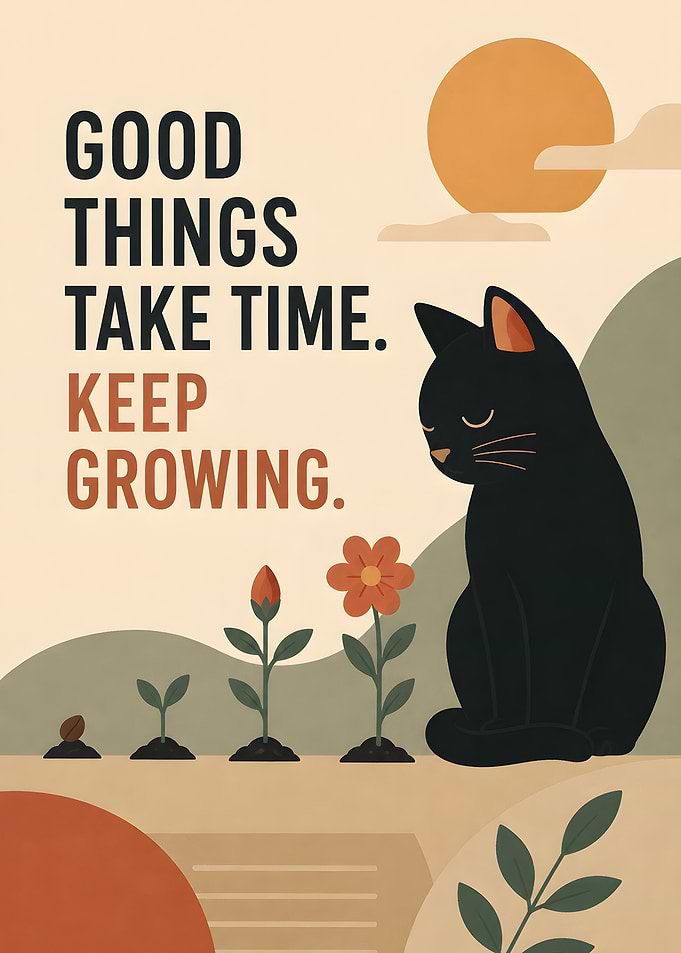 Good Things Take Time Cat Poster