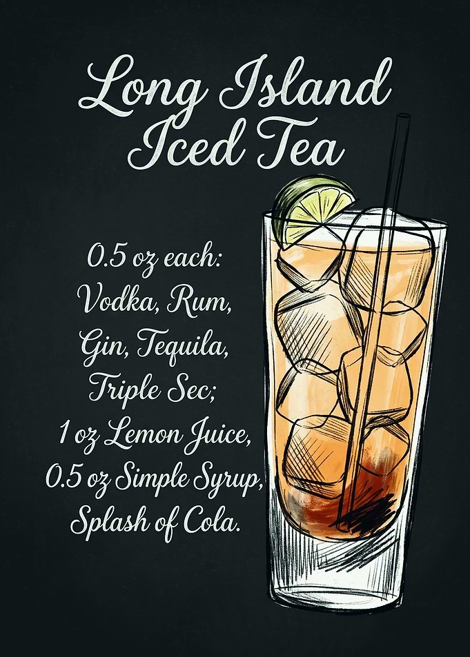 Long Island Iced Tea Recipe Poster
