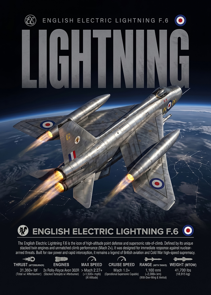 sleek English Electric Lightning F.6 Poster