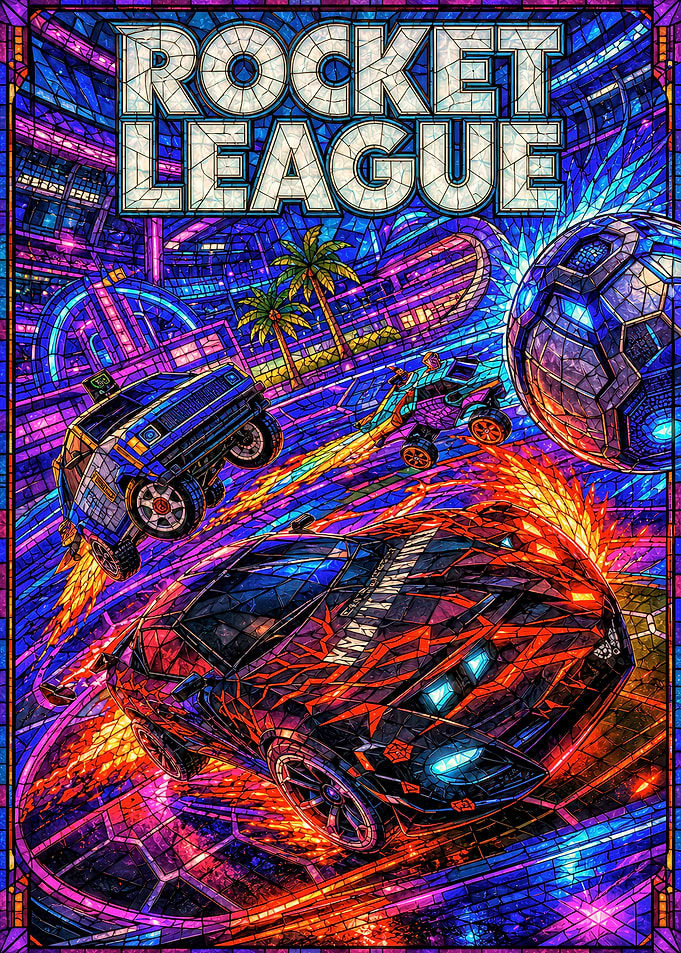 Rocket League Stained Glass Poster