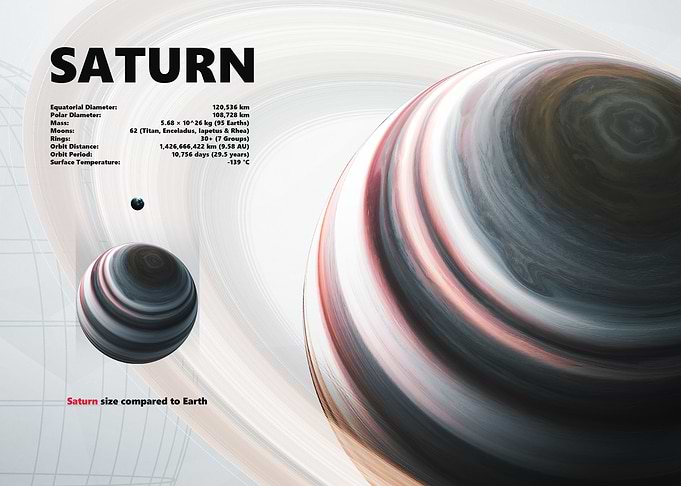 Saturn Planet Infographic Poster