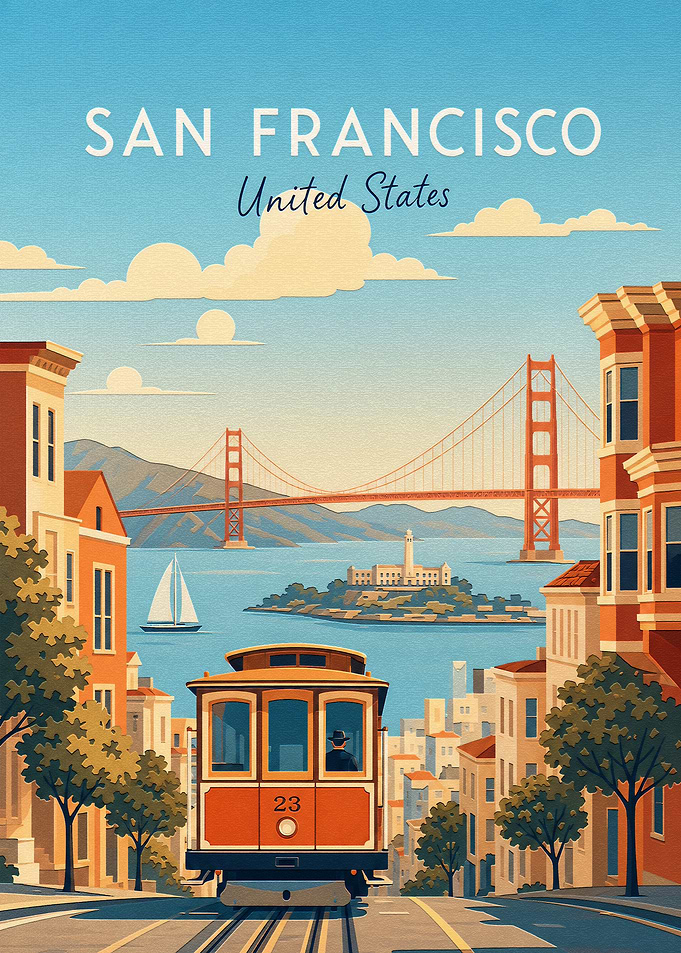 San Francisco Cable Car Travel Poster