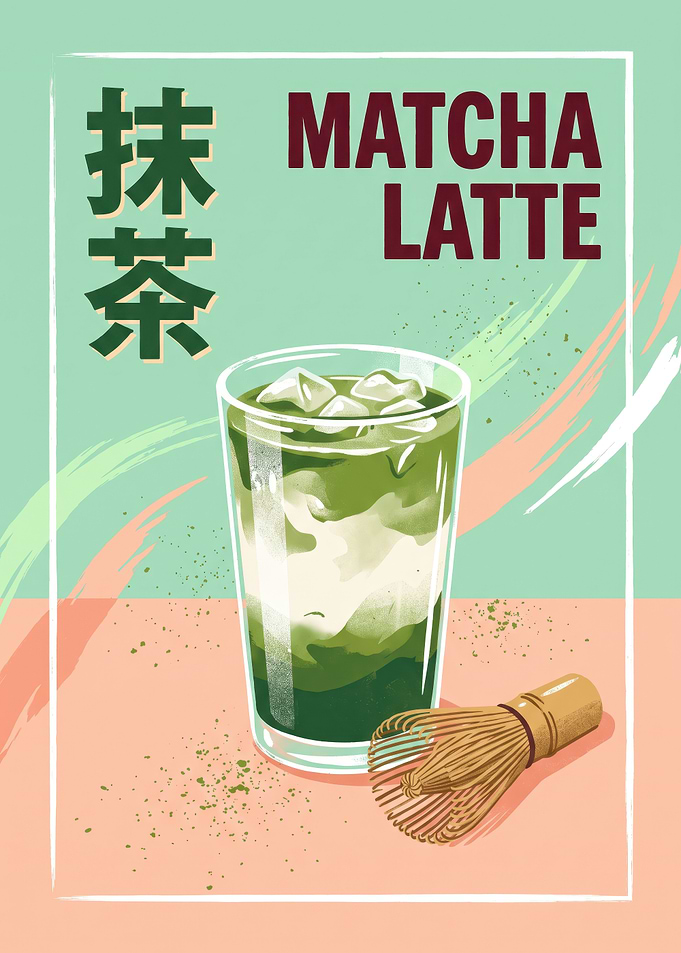 Matcha Latte Poster Illustration