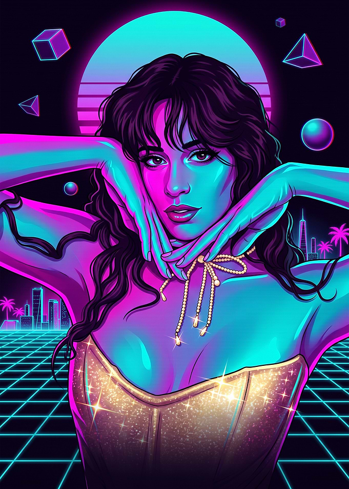 Camila Cabello Synthwave Retro Portrait