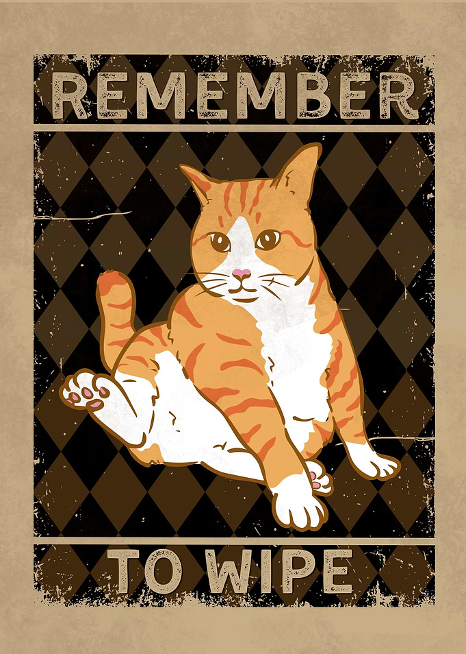 Funny Cat Bathroom Wall Art