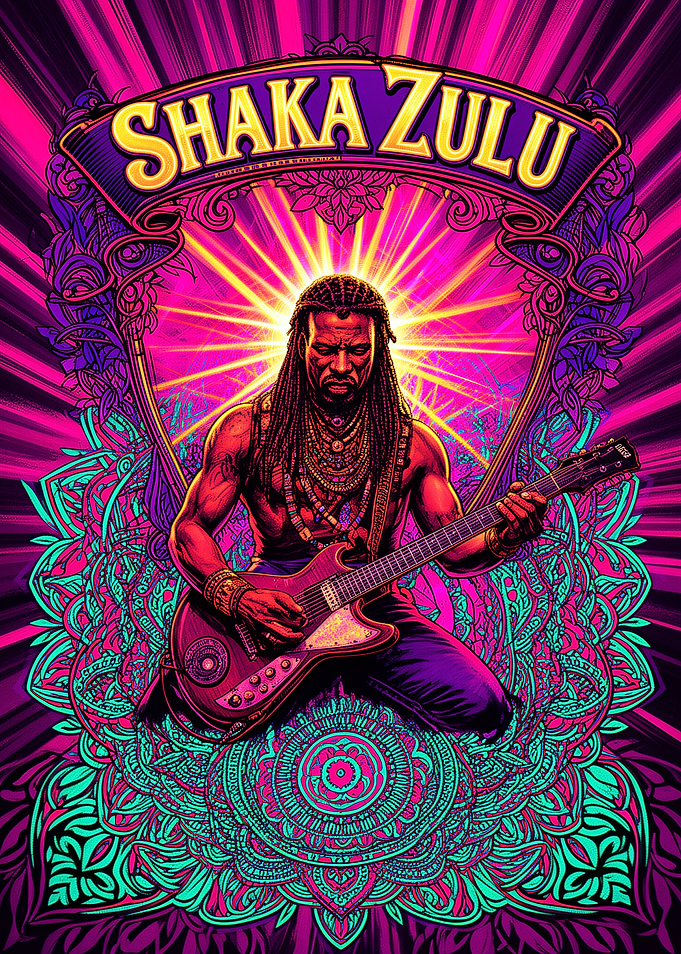 Shaka Zulu Psychedelic Guitarist Poster