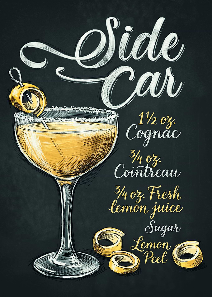 Sidecar Cocktail Recipe Chalkboard Art
