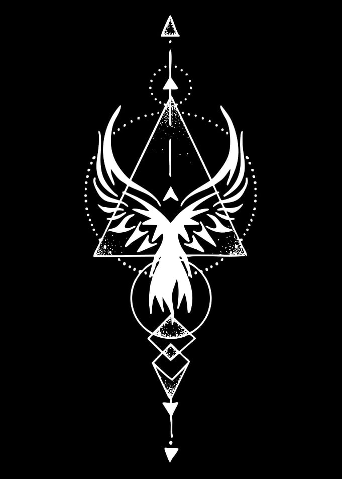 Geometric Phoenix Tattoo Design