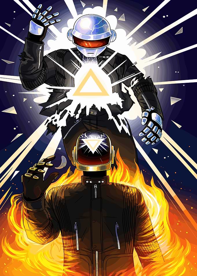 Daft Punk Electronic Music Duo Illustration
