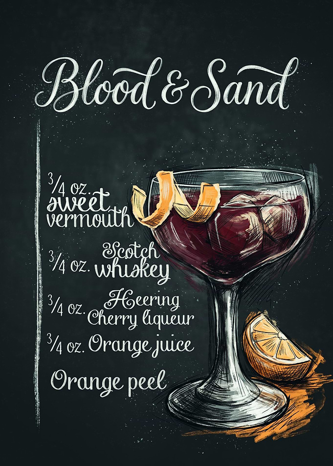 Blood and Sand Cocktail Recipe Art