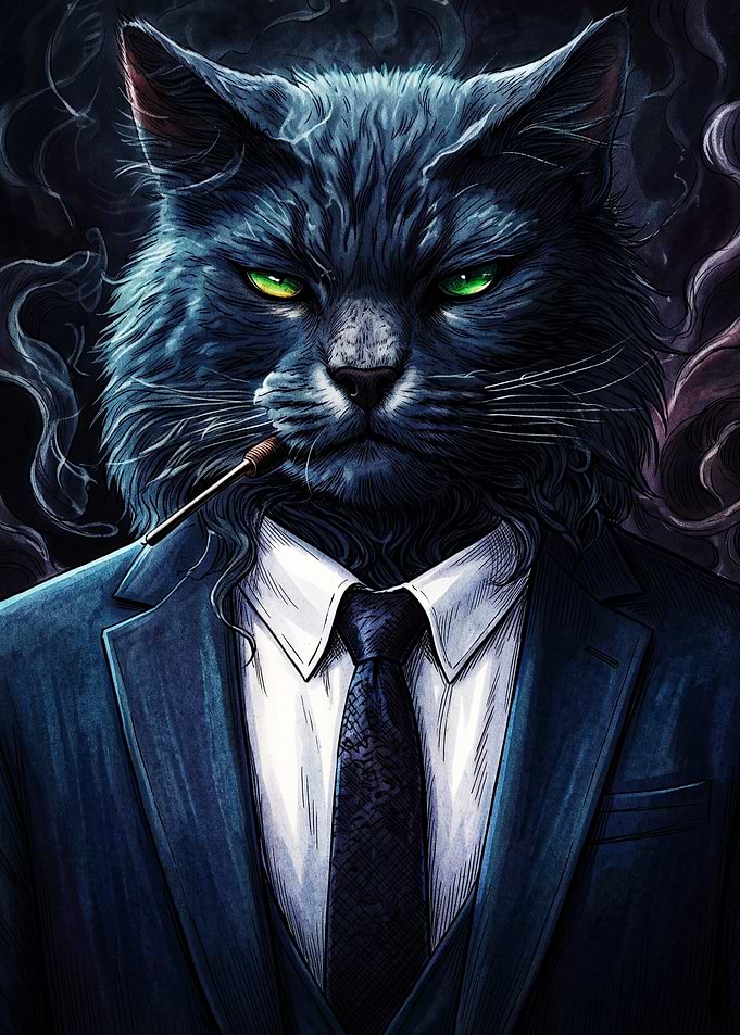 Sophisticated Mafia Cat in Suit