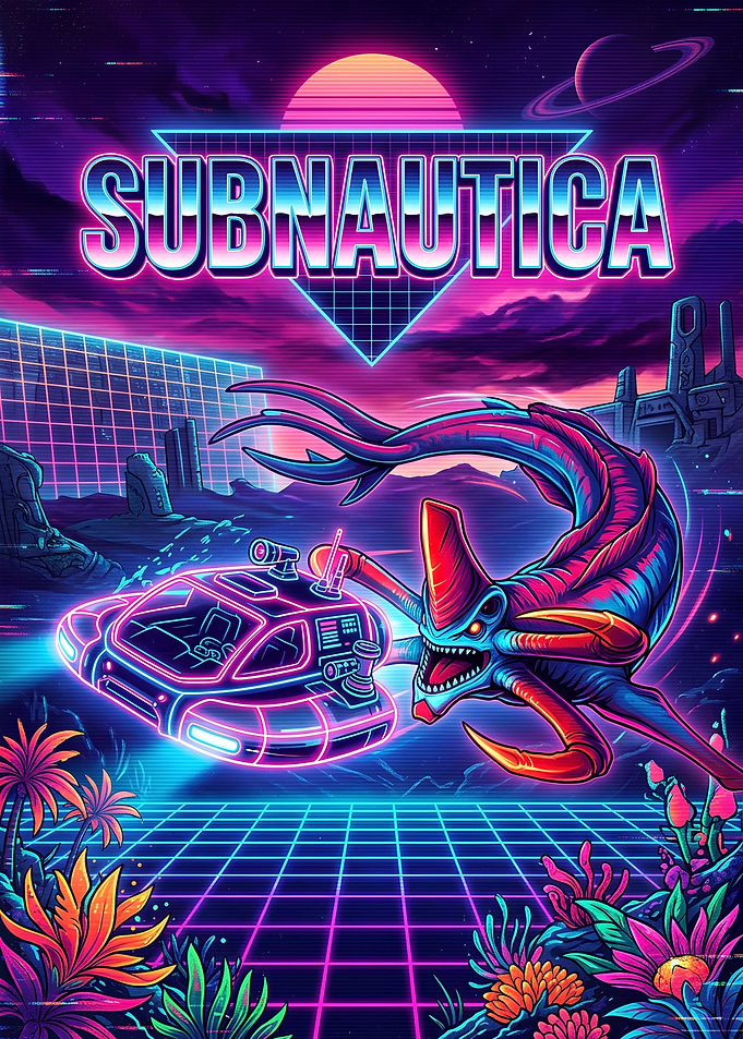 Subnautica Synthwave Style Poster