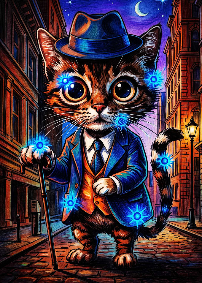 Dapper Cat in Fedora and Suit