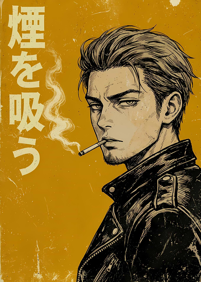 Anime Style Man Smoking Poster