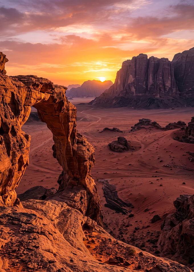 Sunset at Wadi Rum Rock Arch
