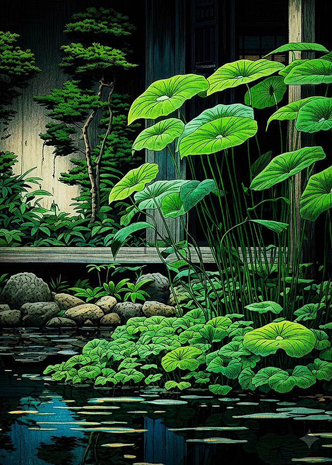 Serene Japanese Garden Pond Scene