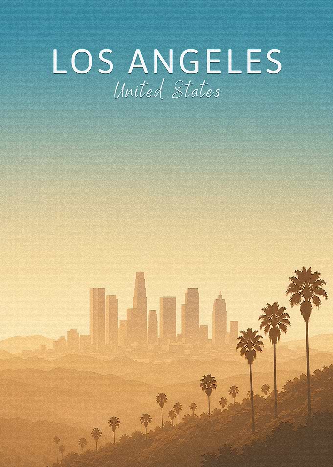 Los Angeles Skyline Travel Poster