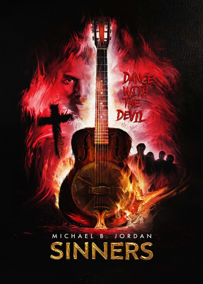 Sinners Movie Poster with Guitar