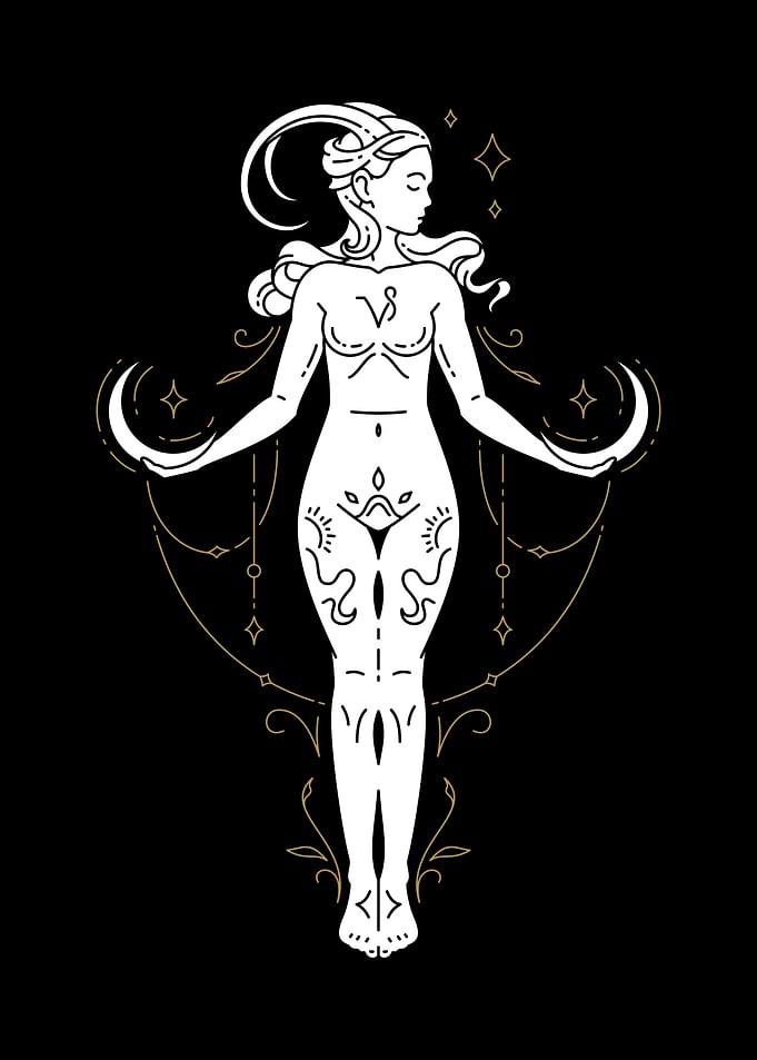 Capricorn Zodiac Goddess Line Art