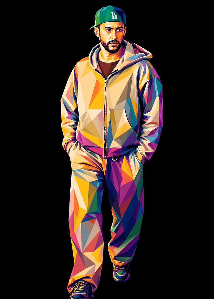 Geometric Low Poly Man Portrait bad bunny