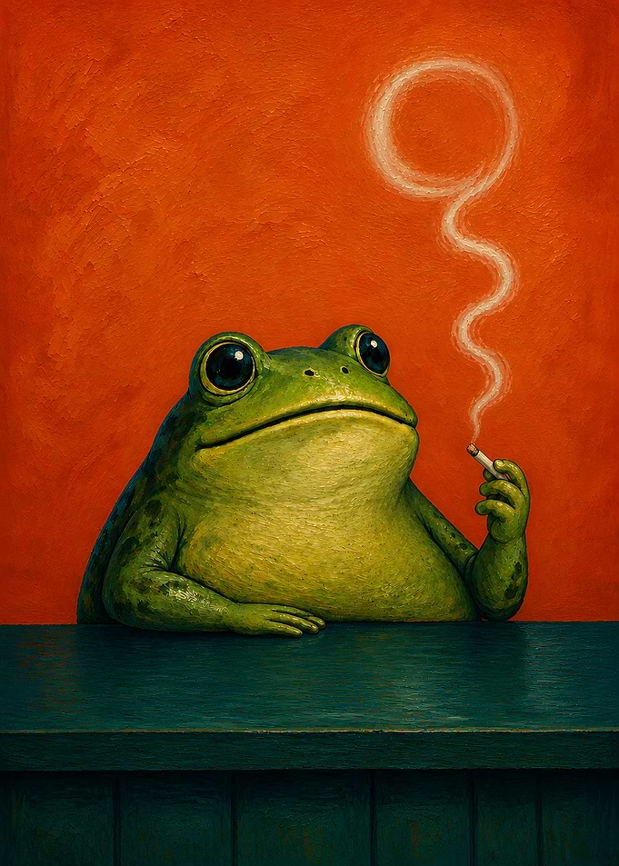 Frog Smoking a Cigarette