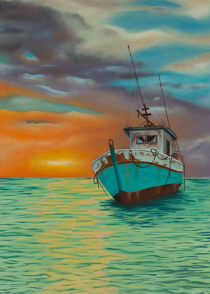 Old Fishing Boat at Sunset