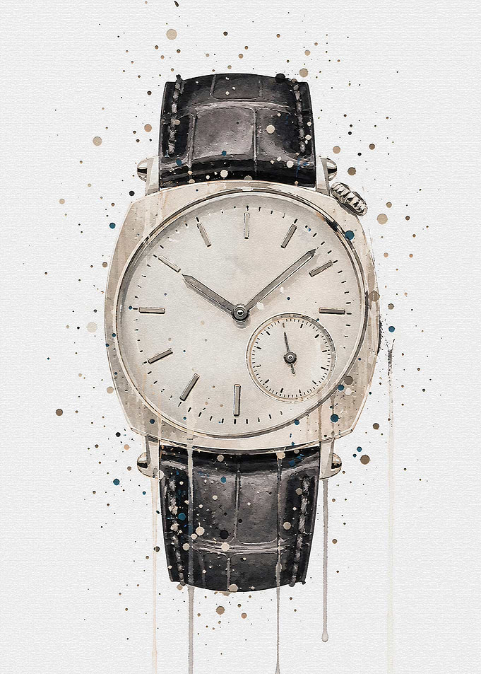 Watercolor Illustration of a Luxury Watch