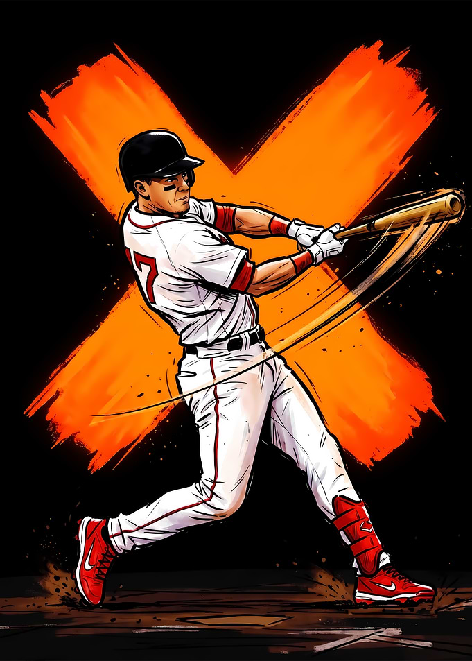 Baseball Player Swinging Bat Illustration